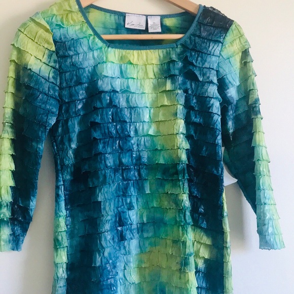 KIM ROGERS RUFFLED LAYERED BLOUSE TOP - Picture 4 of 8